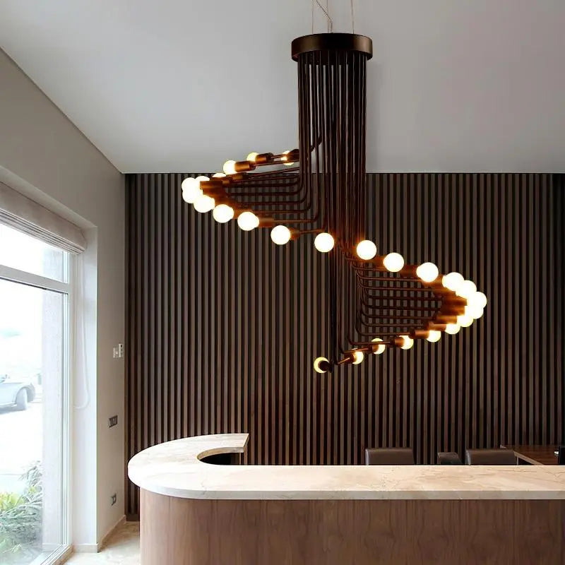 Nordic Spiral Chandelier Polished Iron Black White Red 2 Sizes