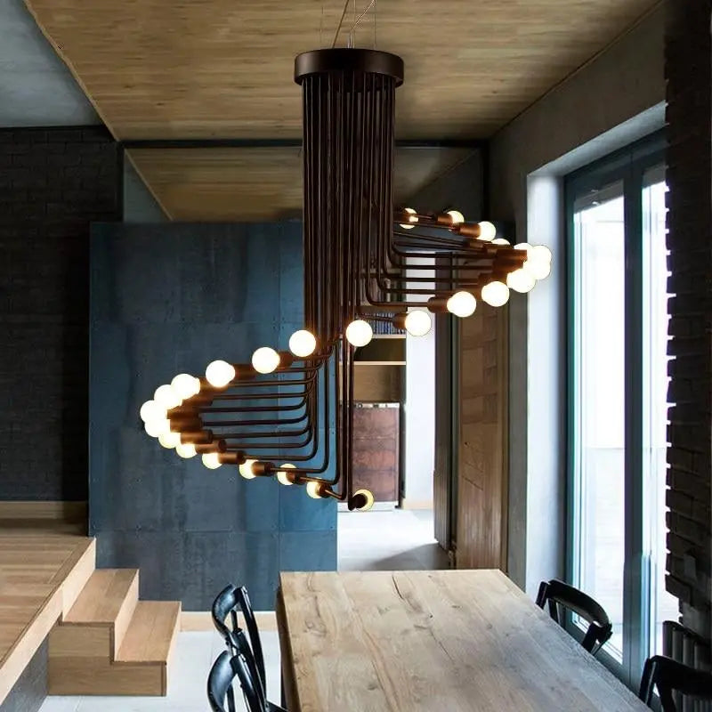Nordic Spiral Chandelier Polished Iron Black White Red 2 Sizes
