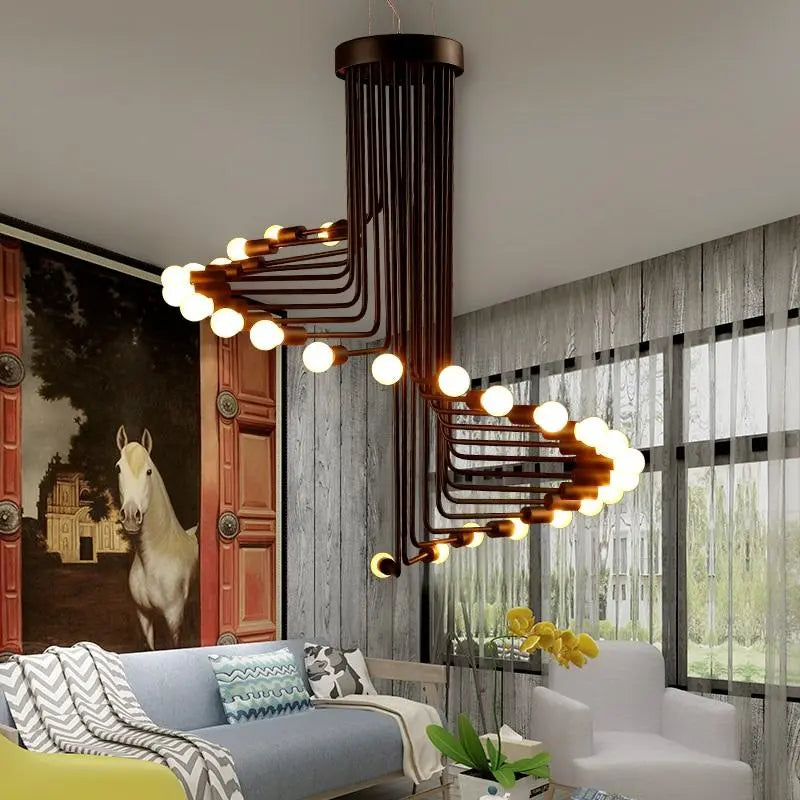Nordic Spiral Chandelier Polished Iron Black White Red 2 Sizes