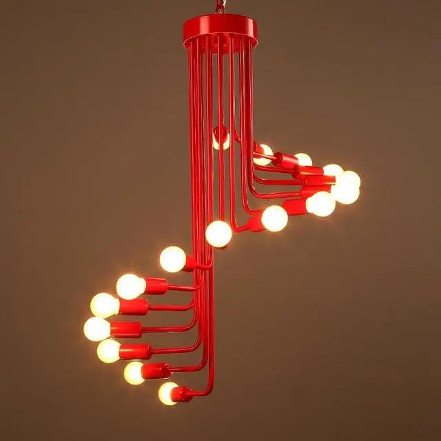 Nordic Spiral Chandelier Polished Iron Black White Red 2 Sizes