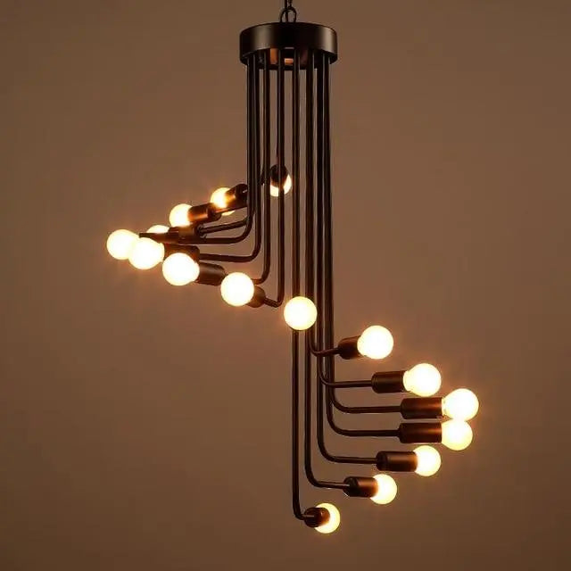 Nordic Spiral Chandelier Polished Iron Black White Red 2 Sizes