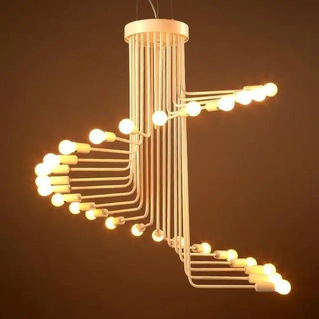 Nordic Spiral Chandelier Polished Iron Black White Red 2 Sizes