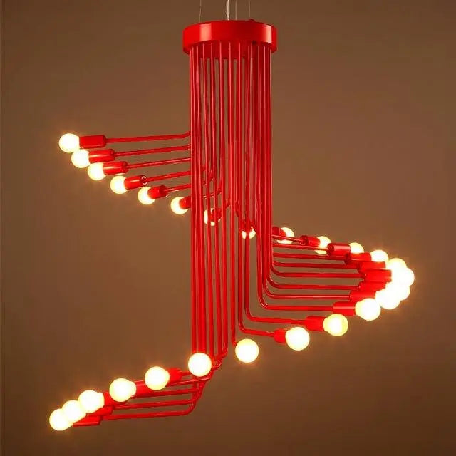 Nordic Spiral Chandelier Polished Iron Black White Red 2 Sizes