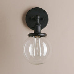 Industrial Black Wall Light Metal Glass Adjustable Arm E27
