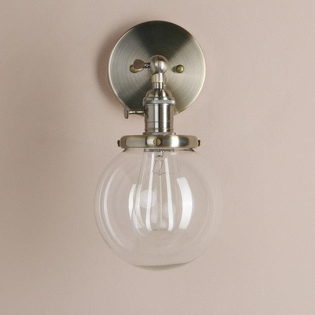 Bronze Wall Light Brushed Bronze Glass E27 180° Arm Rotary Switch