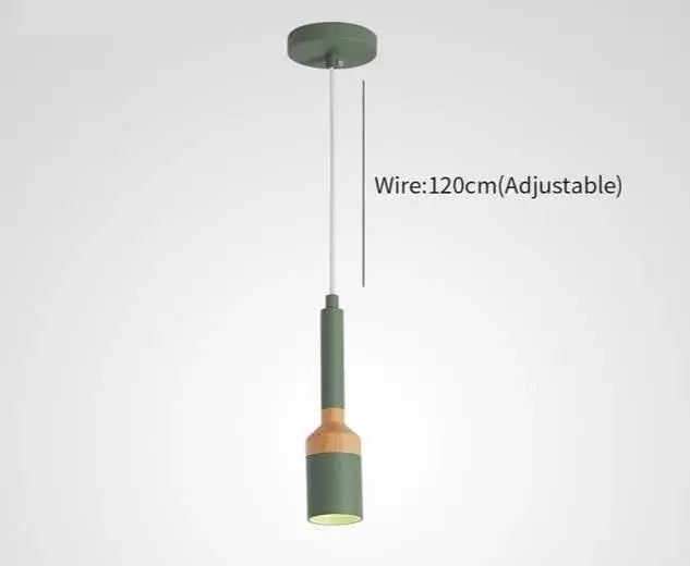 Nordic Brushed Pendant Light Iron Wood E27 Multi-Colour