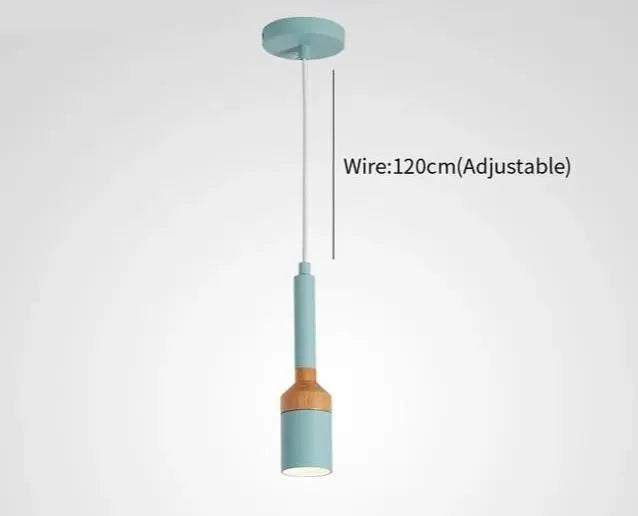 Nordic Brushed Pendant Light Iron Wood E27 Multi-Colour