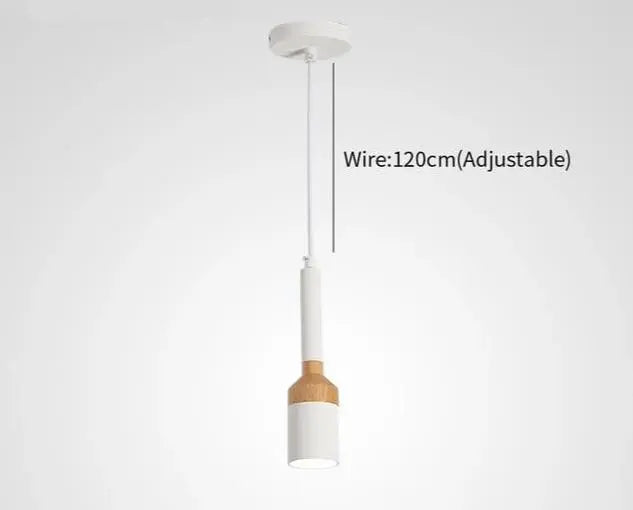 Nordic Brushed Pendant Light Iron Wood E27 Multi-Colour