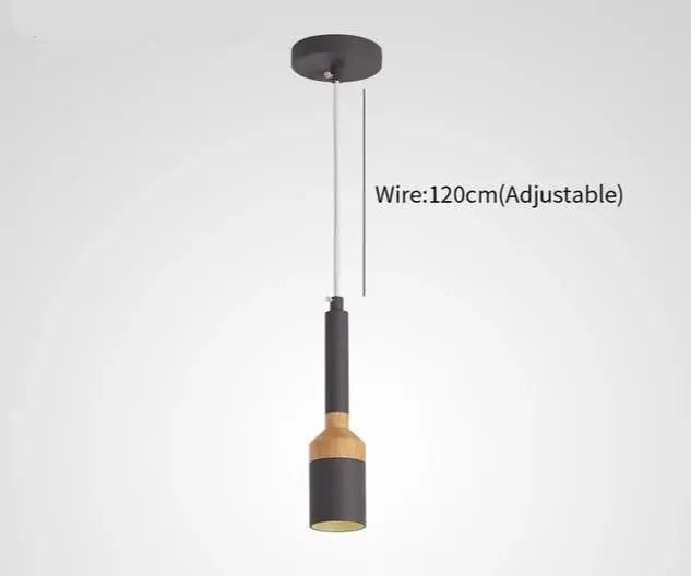 Nordic Brushed Pendant Light Iron Wood E27 Multi-Colour