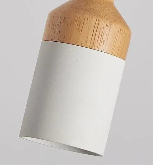 Nordic Brushed Pendant Light Iron Wood E27 Multi-Colour
