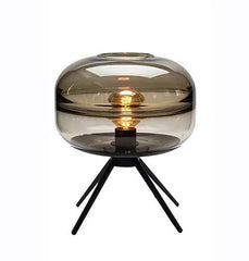 Glasdom Table Lamp Glass Dome Iron Tripod E27 Cyan Brown