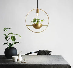Nordic Plant Lamp Chrome-Plated Metal E27 Pendant Table Light
