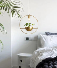 Nordic Plant Lamp Chrome-Plated Metal E27 Pendant Table Light