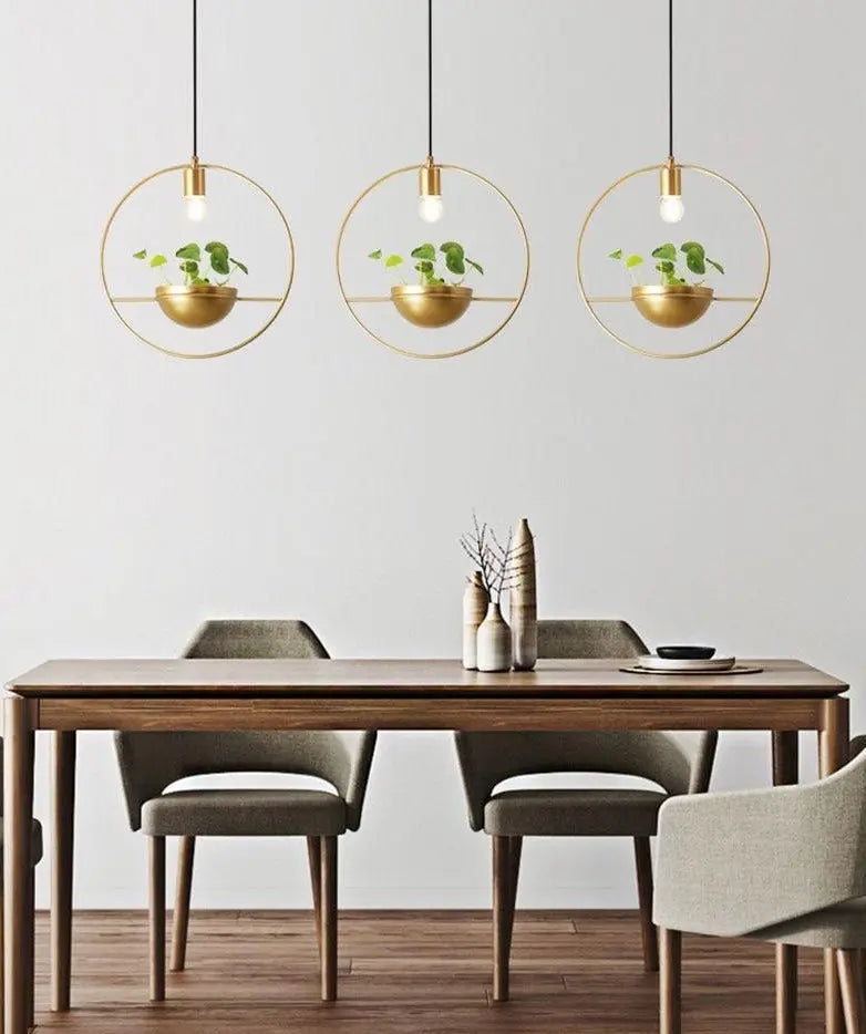 Nordic Plant Lamp Chrome-Plated Metal E27 Pendant Table Light