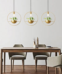 Nordic Plant Lamp Chrome-Plated Metal E27 Pendant Table Light