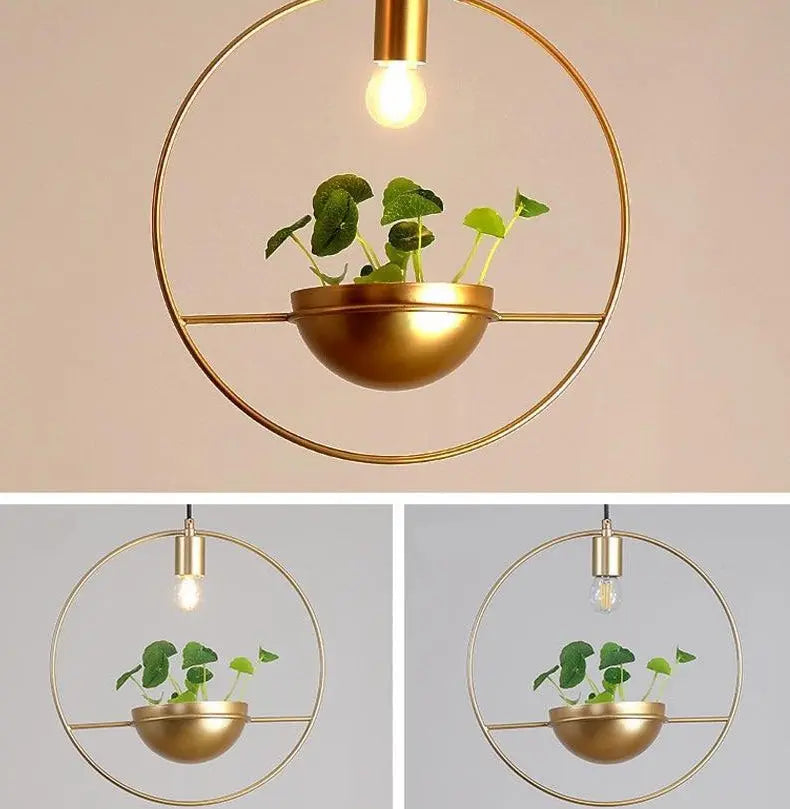 Nordic Plant Lamp Chrome-Plated Metal E27 Pendant Table Light