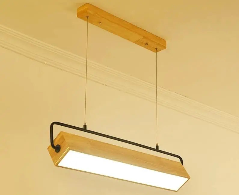 Adjustable LED Pendant Light Iron Wood Height-Adjustable Cool Warm White