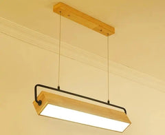 Adjustable LED Pendant Light Iron Wood Height-Adjustable Cool Warm White