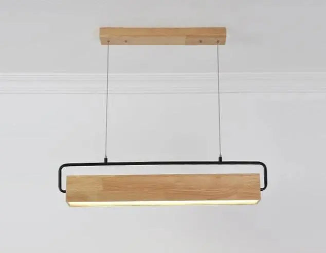 Adjustable LED Pendant Light Iron Wood Height-Adjustable Cool Warm White