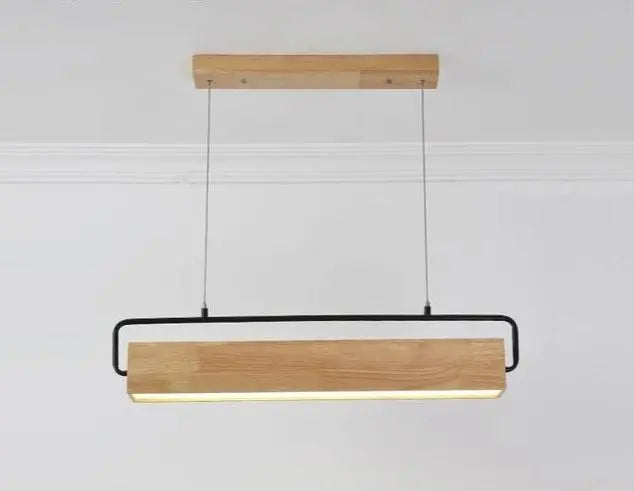 Adjustable LED Pendant Light Iron Wood Height-Adjustable Cool Warm White