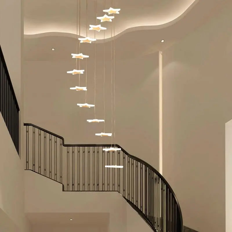 Star Chandelier with Clear Glass and Polished Steel