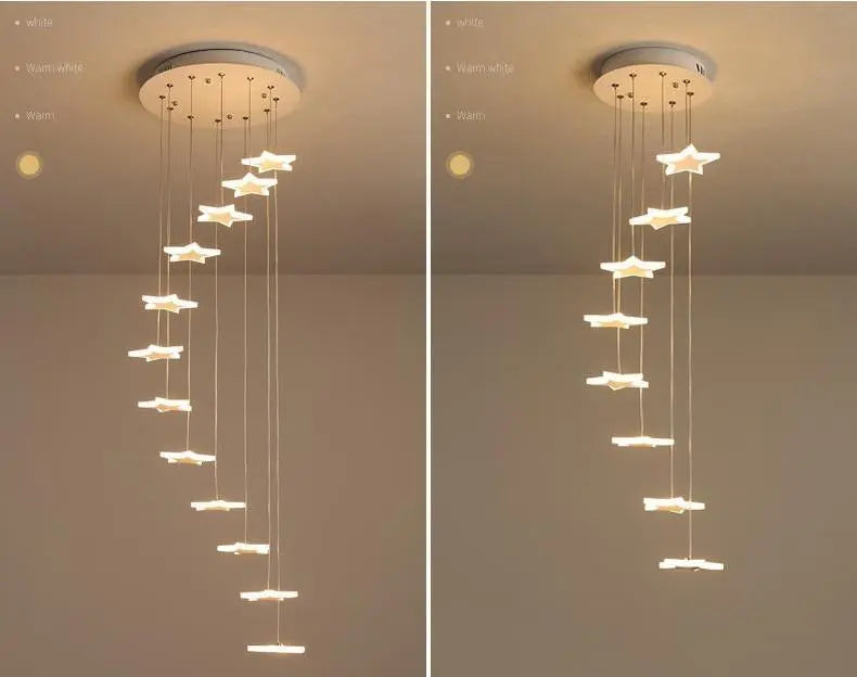 Star Chandelier with Clear Glass and Polished Steel