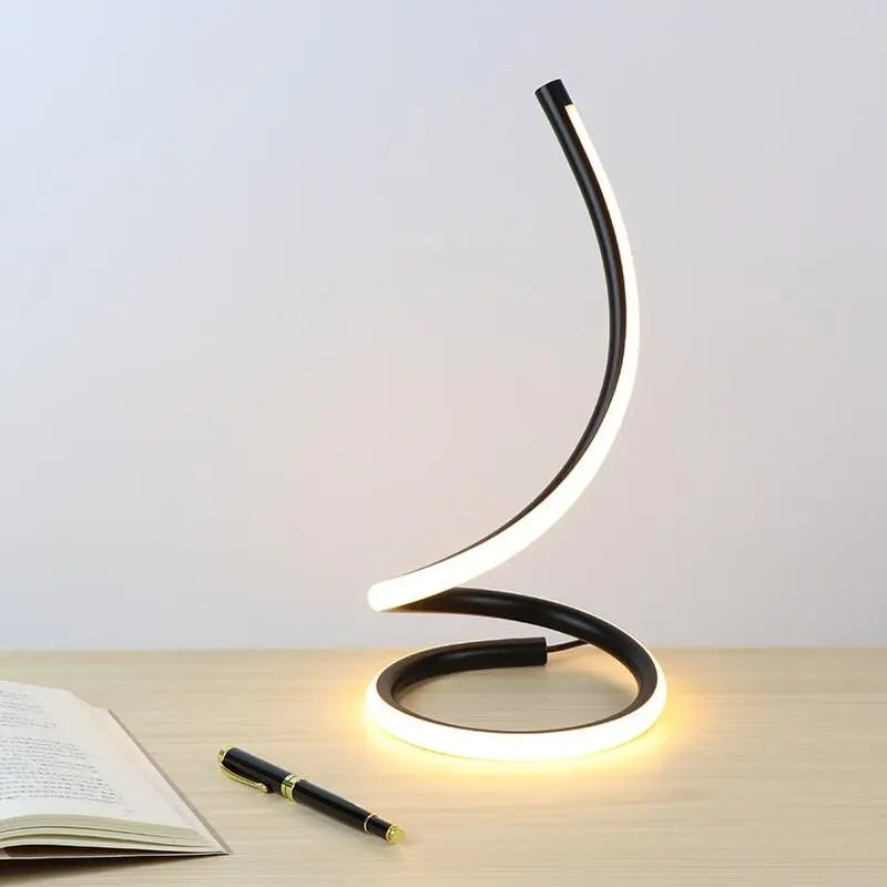 Dimmable Spiral Table Lamp LED Touch Dimmer — White / Black