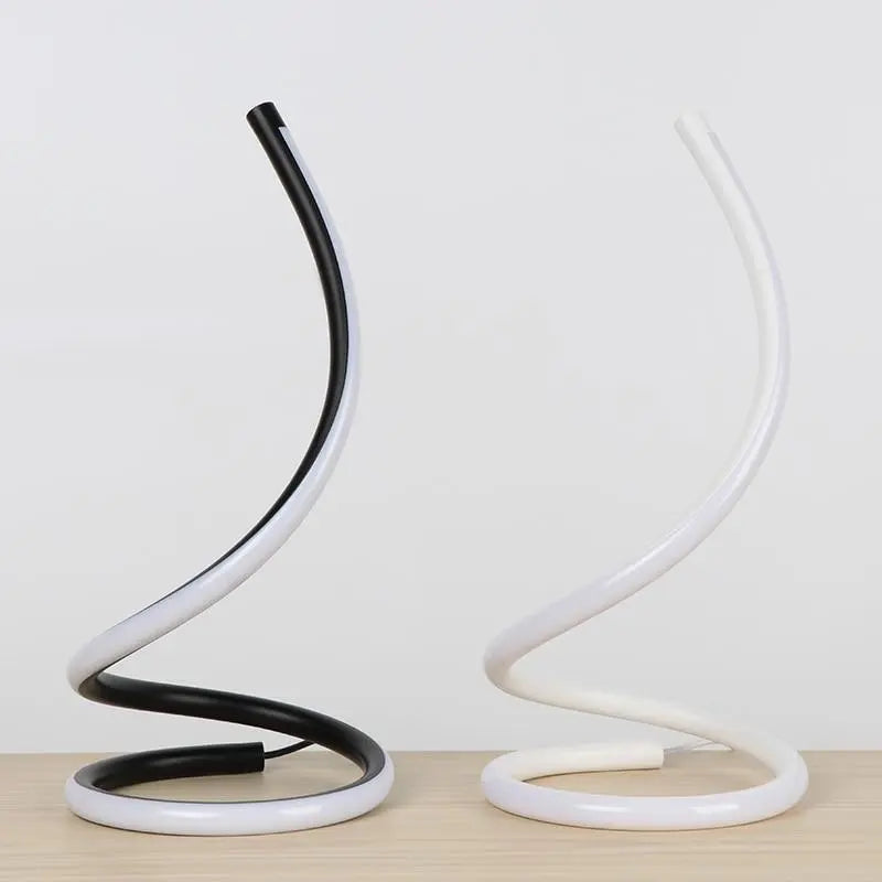 Dimmable Spiral Table Lamp LED Touch Dimmer — White / Black