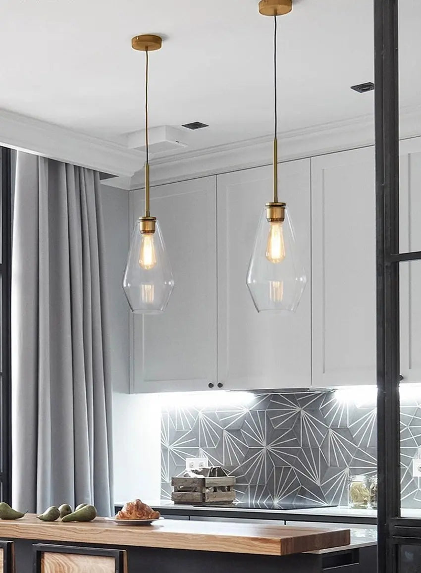 Glass Pendant Light E27 Clear Cognac 3 Sizes IP44