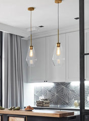 Glass Pendant Light E27 Clear Cognac 3 Sizes IP44