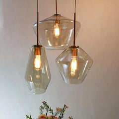 Glass Pendant Light E27 Clear Cognac 3 Sizes IP44