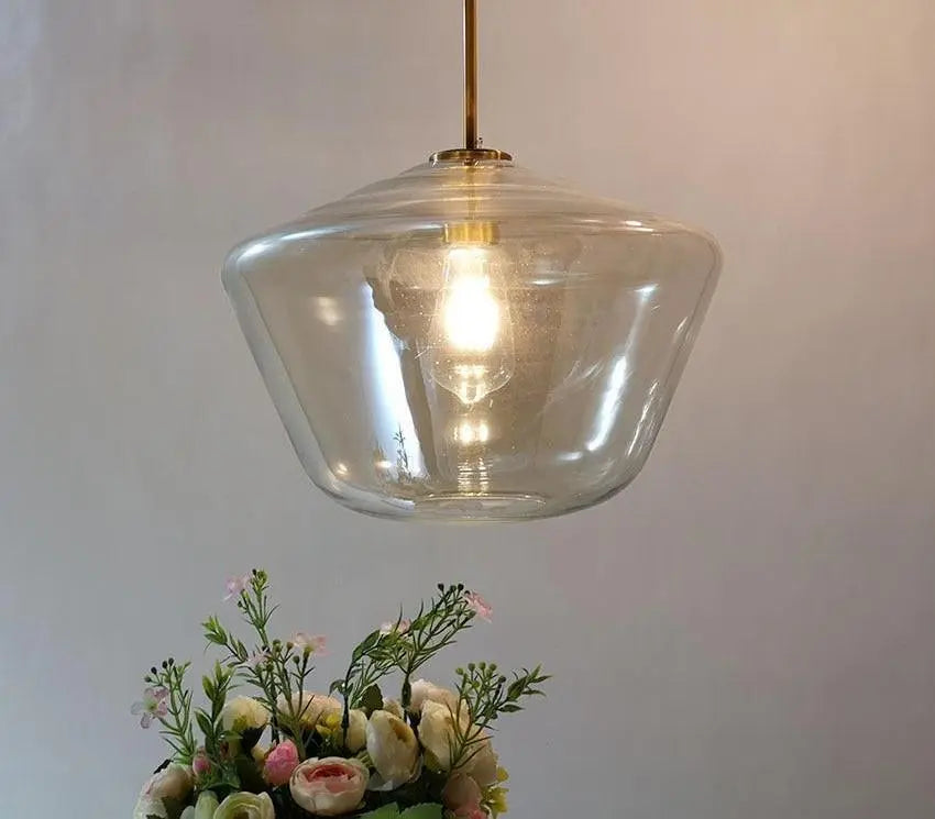 Glass Pendant Light E27 Clear Cognac 3 Sizes IP44