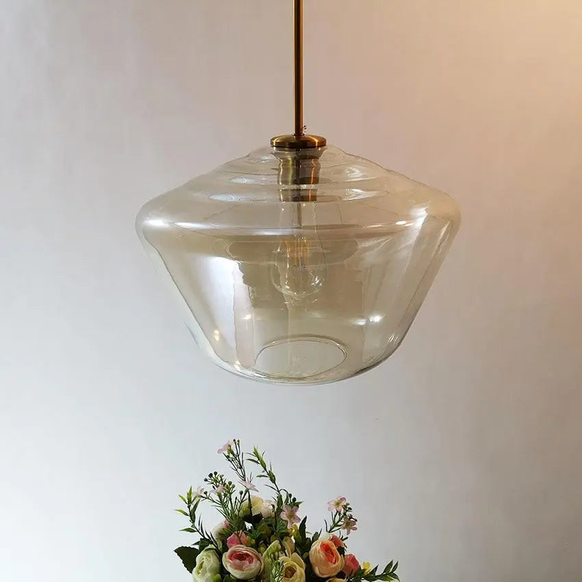 Glass Pendant Light E27 Clear Cognac 3 Sizes IP44