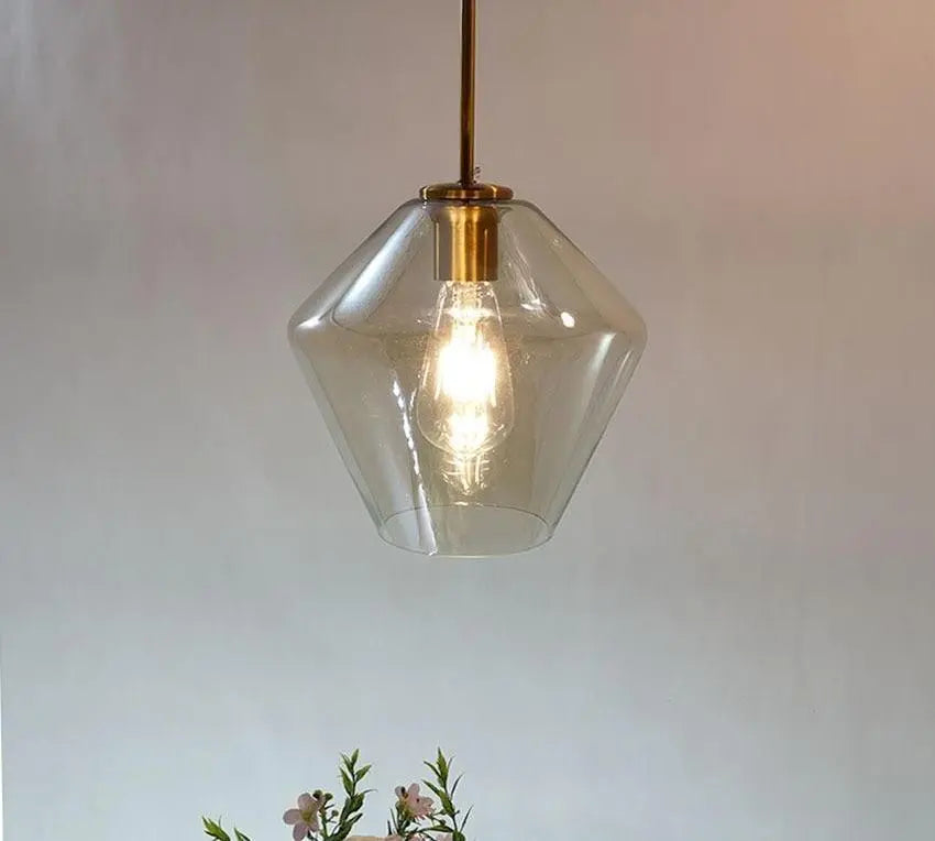 Glass Pendant Light E27 Clear Cognac 3 Sizes IP44