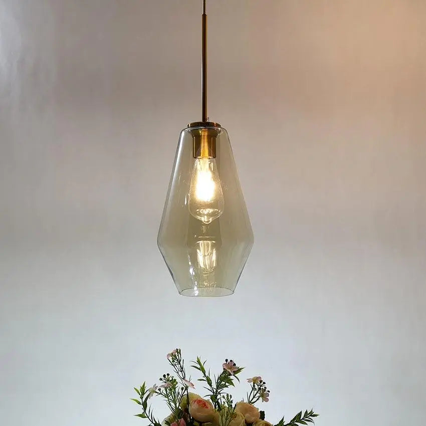 Glass Pendant Light E27 Clear Cognac 3 Sizes IP44