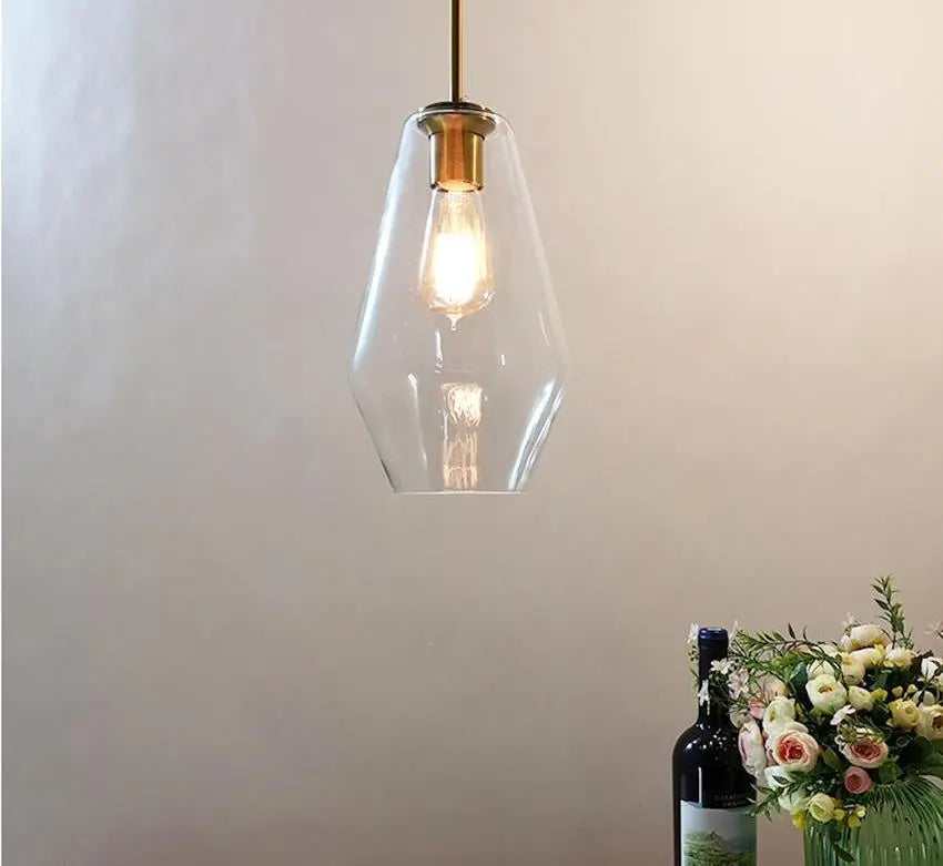 Glass Pendant Light E27 Clear Cognac 3 Sizes IP44