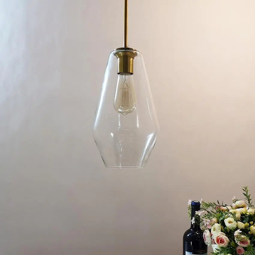 Glass Pendant Light E27 Clear Cognac 3 Sizes IP44