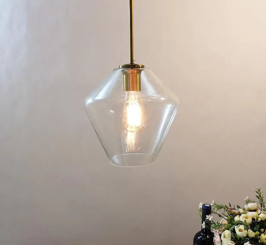 Glass Pendant Light E27 Clear Cognac 3 Sizes IP44