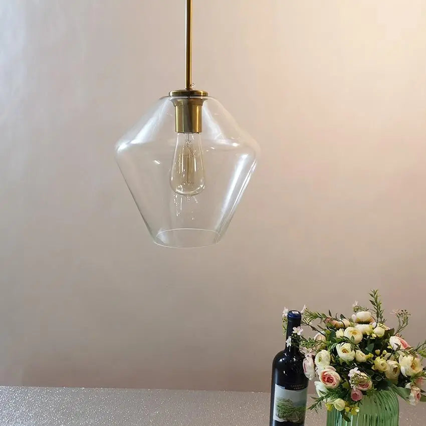 Glass Pendant Light E27 Clear Cognac 3 Sizes IP44