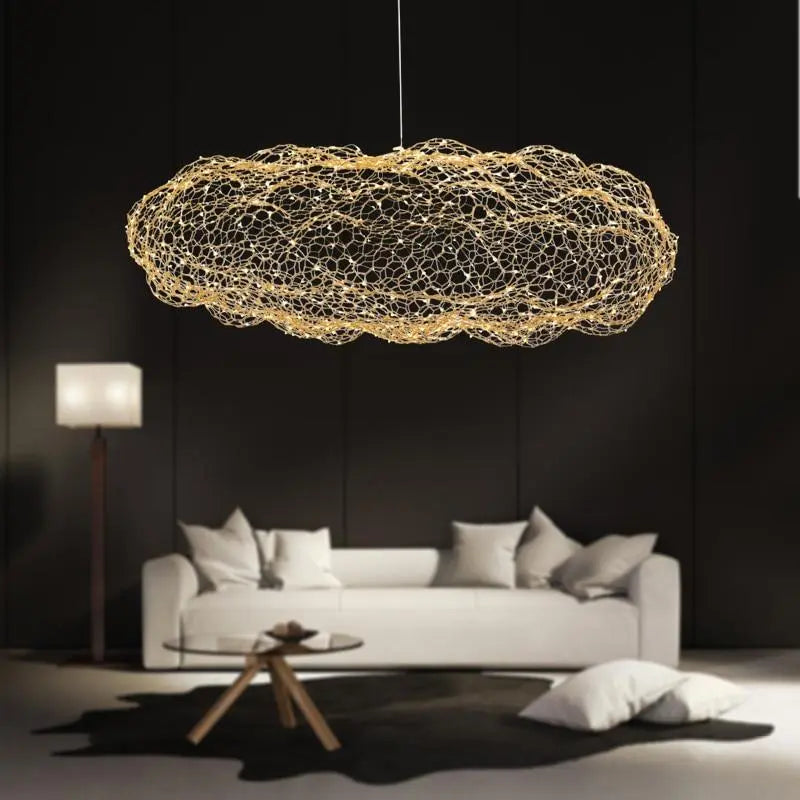 Art Deco Starlight Dotted Cloud Pendant Light Iron Gold White