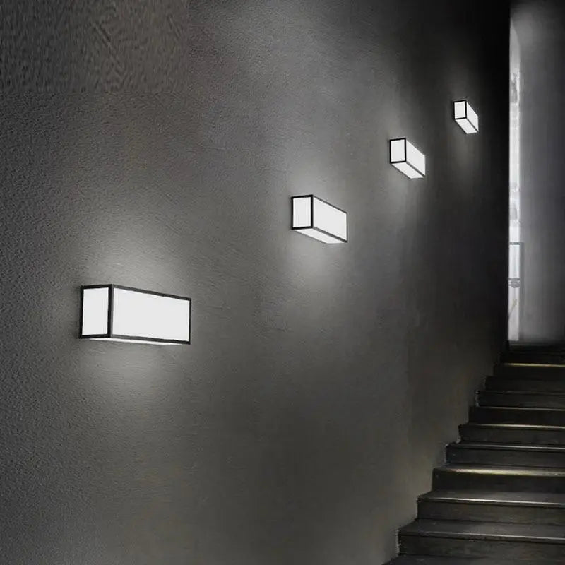 Rectangular LED Wall Light Iron 3 Sizes Black White