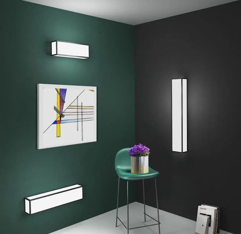 Rectangular LED Wall Light Iron 3 Sizes Black White