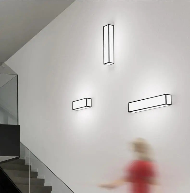 Rectangular LED Wall Light Iron 3 Sizes Black White