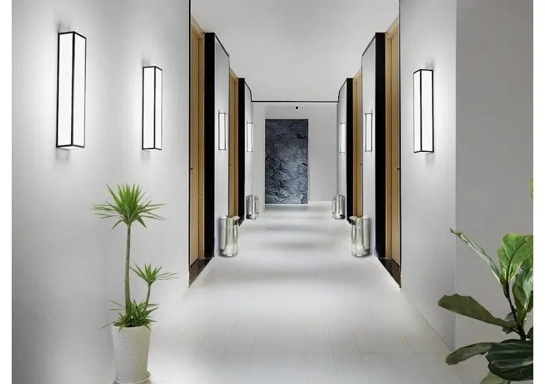 Rectangular LED Wall Light Iron 3 Sizes Black White