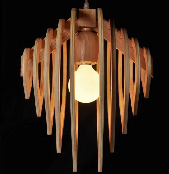 Art Deco Pendant Light Wood Metal E27 IP44 30×35 cm