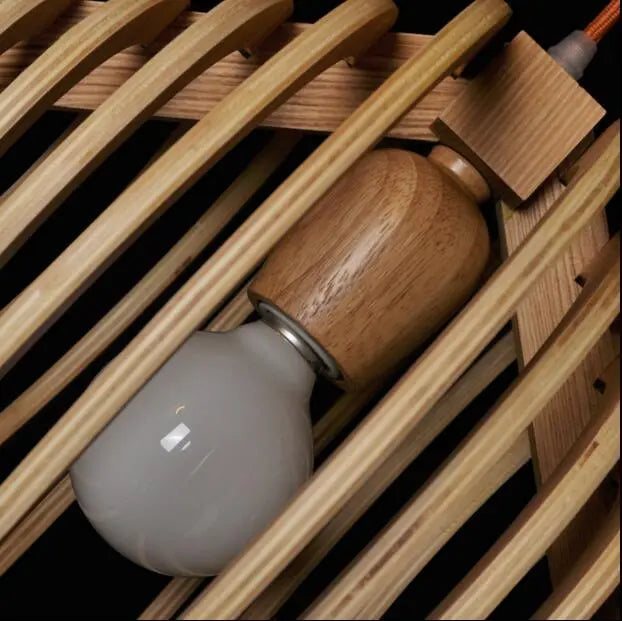 Art Deco Pendant Light Wood Metal E27 IP44 30×35 cm