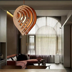 Art Deco Pendant Light Wood Metal E27 IP44 30×35 cm