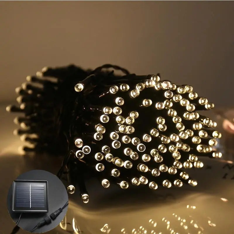 Solar String Lights, IP44, 8 Modes, Dusk Sensor, 8 Colours