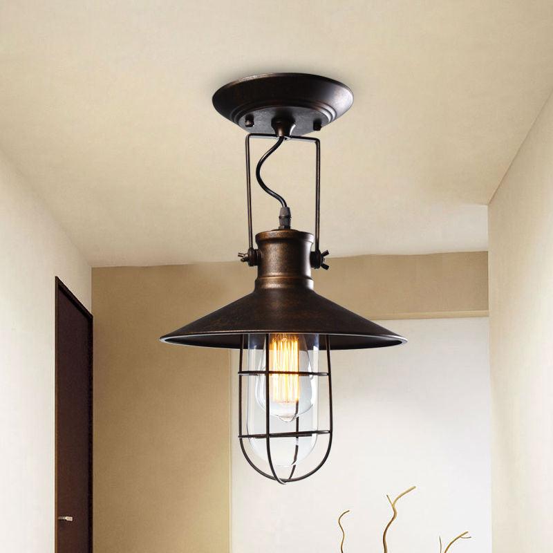 Industrial Vintage Ceiling Light Black Patinated Metal E27