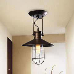 Industrial Vintage Ceiling Light Black Patinated Metal E27